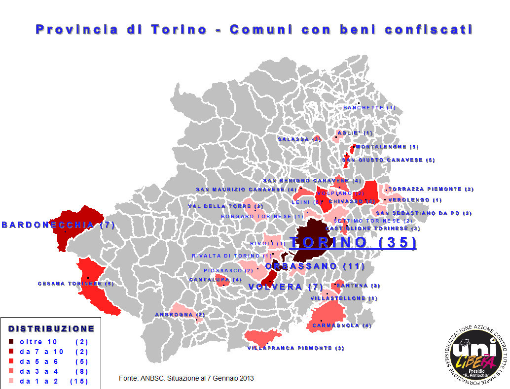 Beni confiscati in provincia di Torino