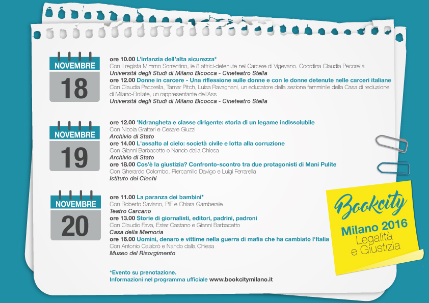 BookCity Milano 2016: tutti gli eventi in tema di legalità e giustizia